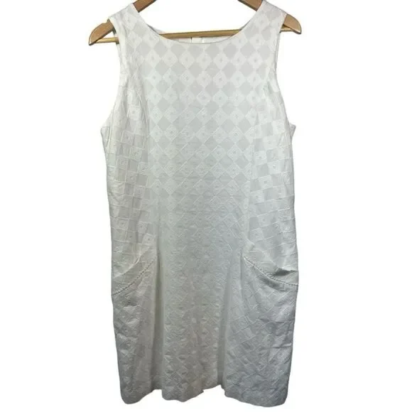 SOUTHERN TIDE Women's Paislee White Diamond Jacquard Shift Dress White Size 10 - Picture 2 of 11